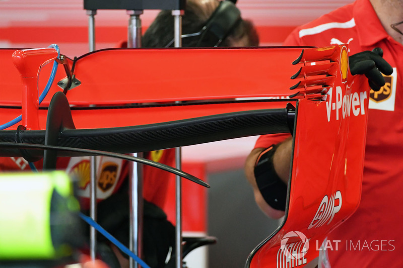 Detalle del alerón trasero Ferrari SF71H