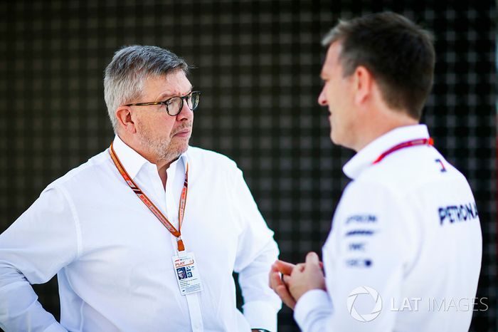 Ross Brawn, Director General de Motorsports, FOM, y James Allison, Director Técnico, Mercedes AMG