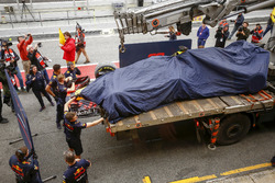 The Red Bull Racing RB14 of Max Verstappen returning to the pits