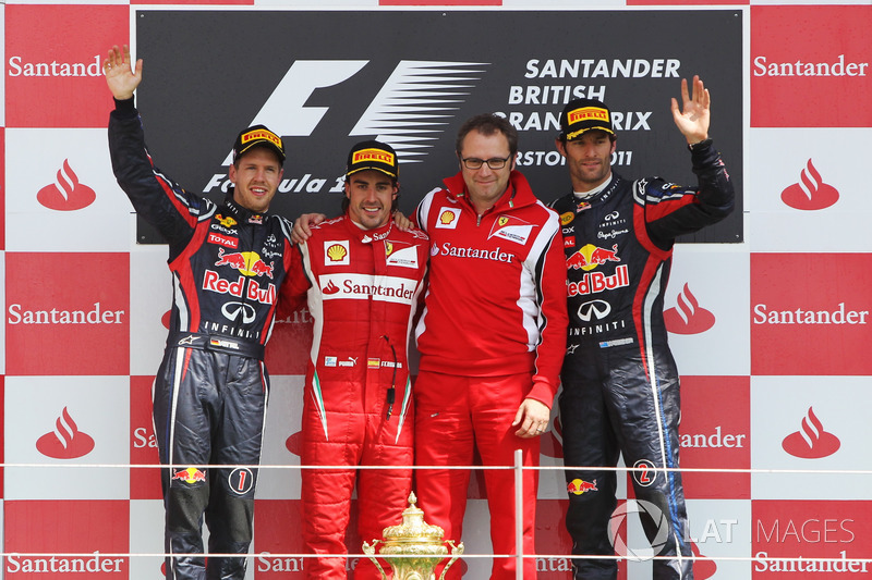 Podium: 1. Fernando Alonso, Ferrari; 2. Sebastian Vettel, Red Bull; 3. Mark Webber, Red Bull