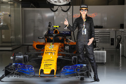Actress Carina Lau in the McLaren garage