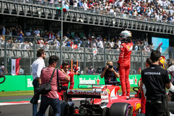 Pole sitter Sebastian Vettel, Ferrari SF70H celebrates in parc ferme