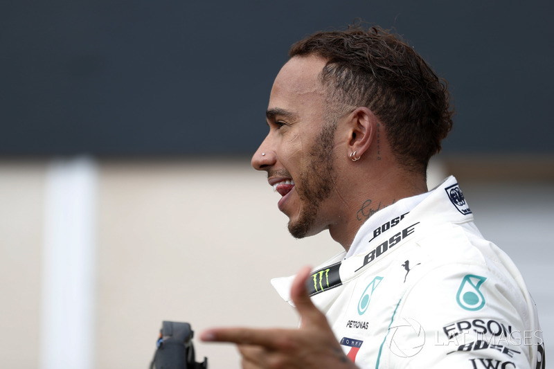 Lewis Hamilton, Mercedes AMG F1, celebrates after winning the race