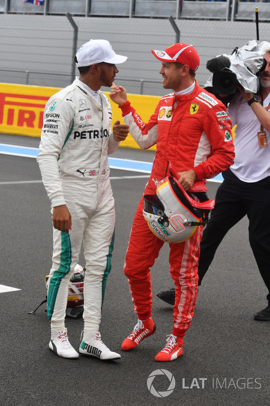 Lewis Hamilton, Mercedes-AMG F1 ve Sebastian Vettel, Ferrari