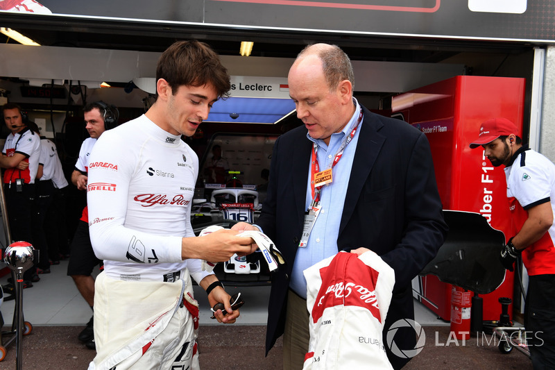 Charles Leclerc, Sauber and HSH Prince Albert of Monaco