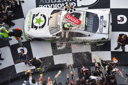 Tyler Reddick, JR Motorsports, BurgerFi Chevrolet Camaro celebrates his win