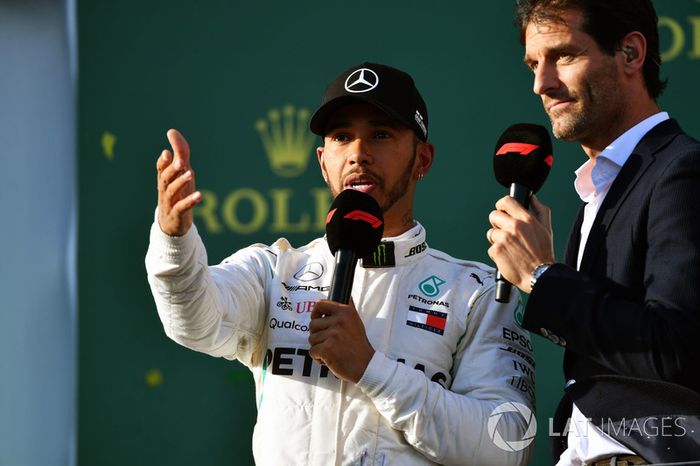 Podio segundo lugar Lewis Hamilton, Mercedes-AMG F1