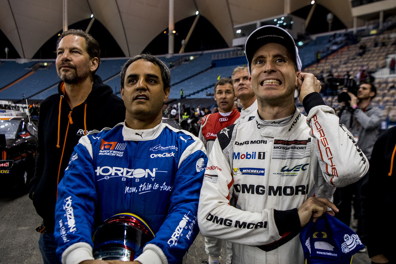 Juan Pablo Montoya of Team Latin America and Timo Bernhard of Team Germany