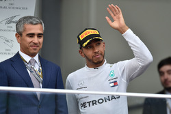 Lewis Hamilton, Mercedes-AMG F1 celebrates on the podium