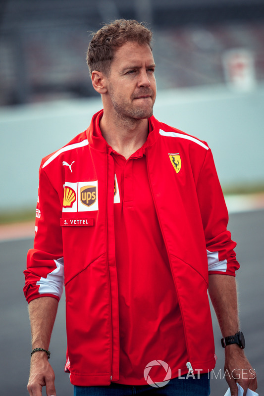 Sebastian Vettel, Ferrari walks the track