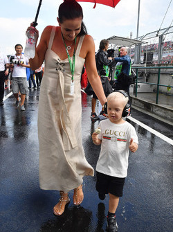 Minttu Virtanen, wife of Kimi Raikkonen, Ferrari with son Robin Raikkonen