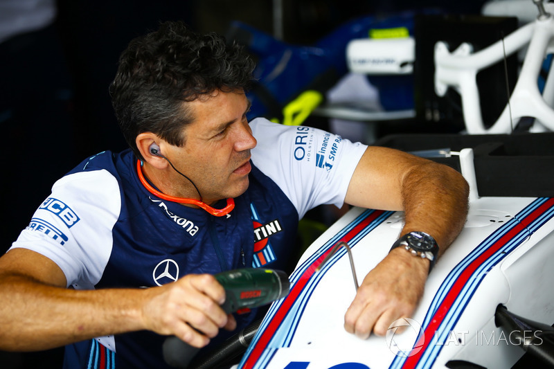 A Williams engineer in the garage