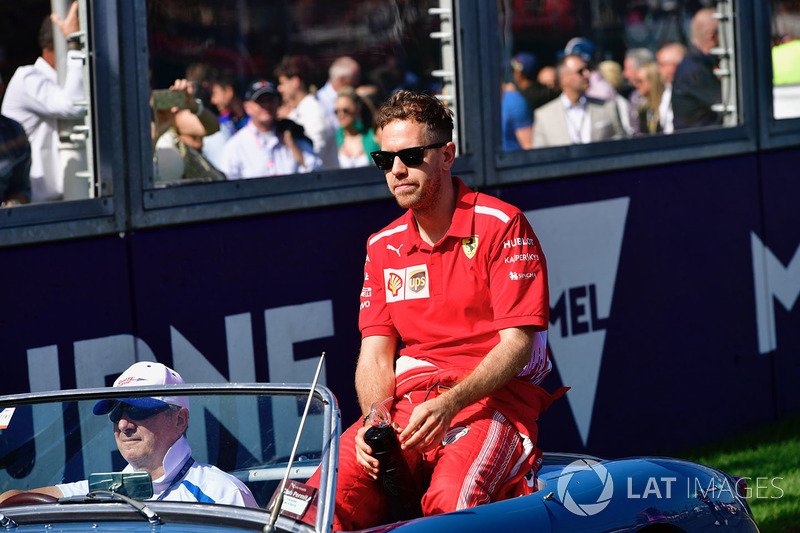 Sebastian Vettel, Ferrari on the drivers parade