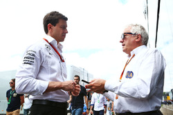 Toto Wolff, Mercedes AMG F1 Shareholder and Executive Director with Charlie Whiting, FIA Delegate