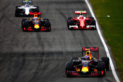 Max Verstappen, Red Bull Racing RB12 leads Daniel Ricciardo, Red Bull Racing RB12, Kimi Raikkonen, F