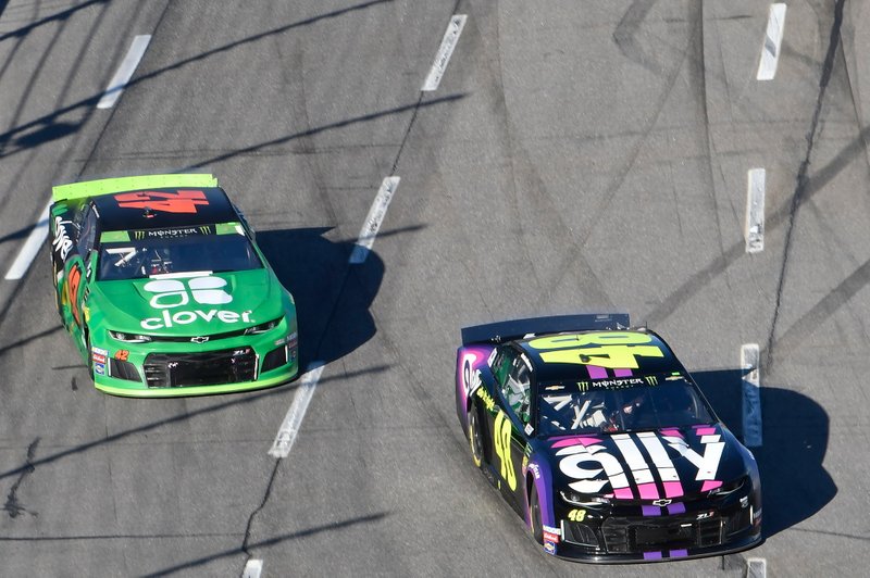 Jimmie Johnson, Hendrick Motorsports, Chevrolet Camaro Ally, Kyle Larson, Chip Ganassi Racing, Chevrolet Camaro Clover