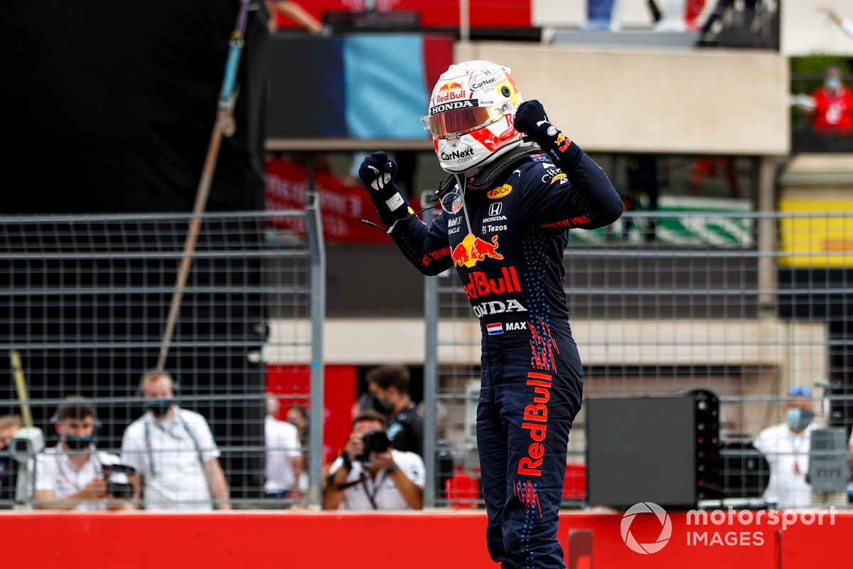 Pemenang F1 GP Prancis Max Verstappen, Red Bull Racing, di Parc Ferme