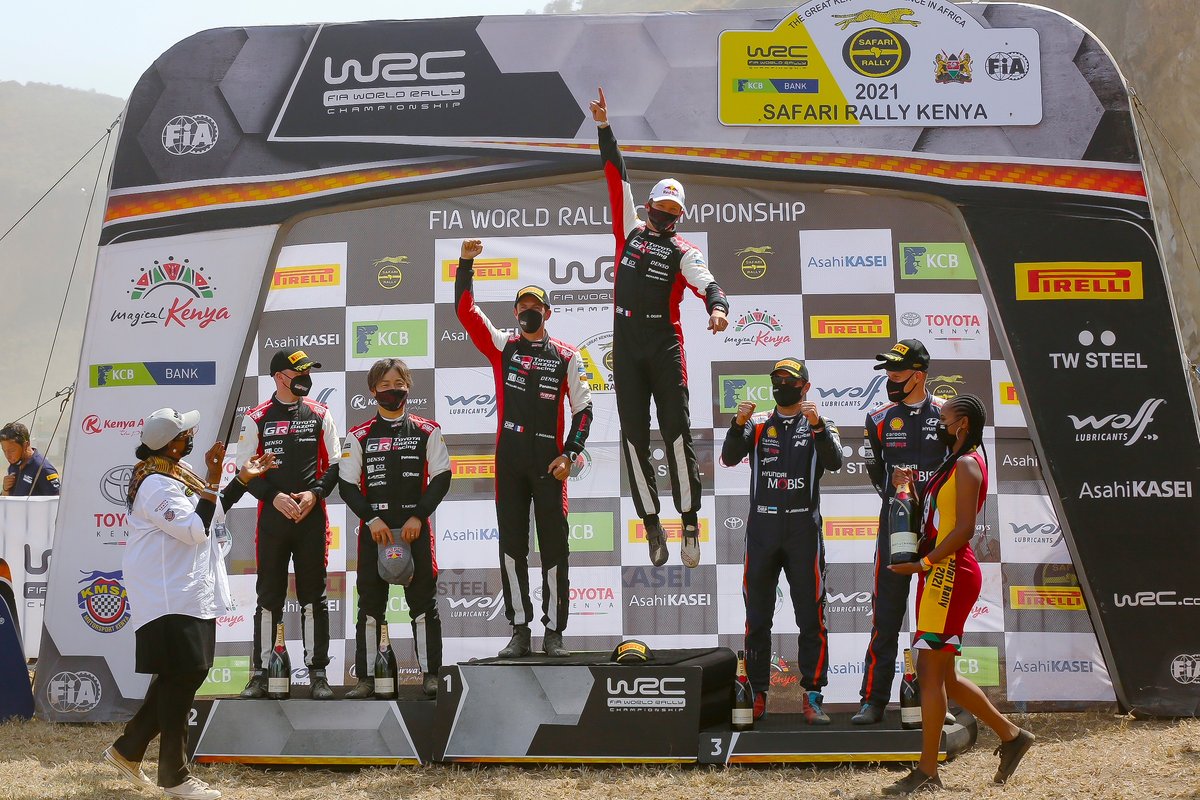Podium : Sébastien Ogier, Julien Ingrassia, Toyota Gazoo Racing WRT Toyota Yaris WRC, Takamoto Katsuta, Daniel Barritt, Toyota Gazoo Racing WRT Toyota Yaris WRC, Ott Tänak, Martin Järveoja, Hyundai Motorsport Hyundai i20 Coupe WRC