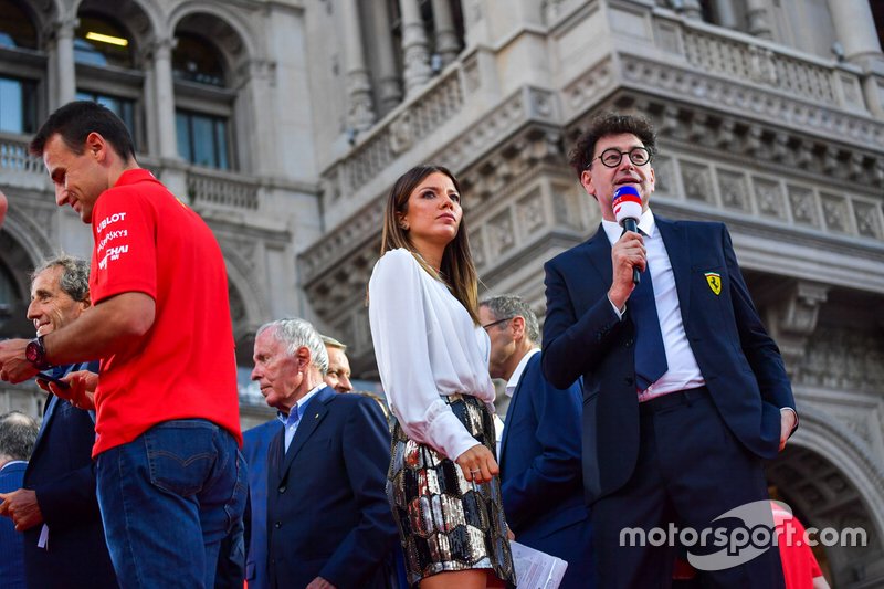 Mattia Binotto talks to the press