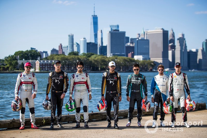 Daniel Abt, Audi Sport ABT Schaeffler, Andre Lotterer, DS TECHEETAH, Lucas Di Grassi, Audi Sport ABT Schaeffler, Jean-Eric Vergne, DS TECHEETAH, Mitch Evans, Panasonic Jaguar Racing, Antonio Felix da Costa, BMW I Andretti Motorsports, Sébastien Buemi, Nissan e.Dams