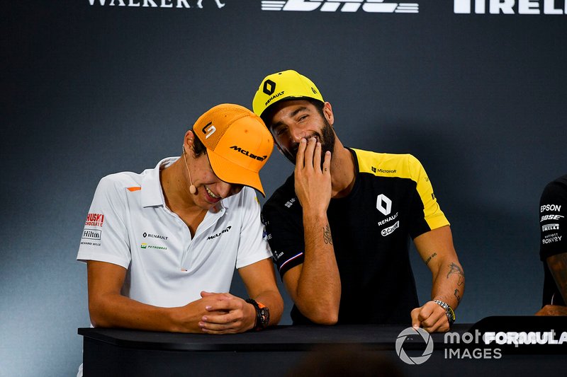 Lando Norris, McLaren and Daniel Ricciardo, Renault F1 Team in the Press Conference