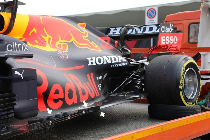 Detalle del suelo del Red Bull Racing RB16B