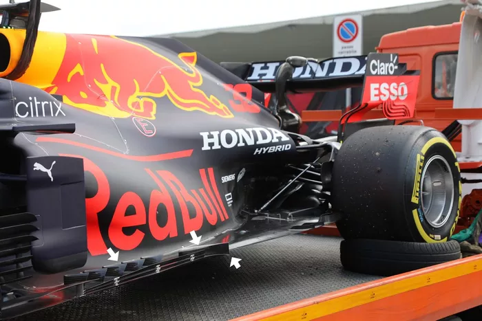 Detalle del piso del Red Bull Racing RB16B