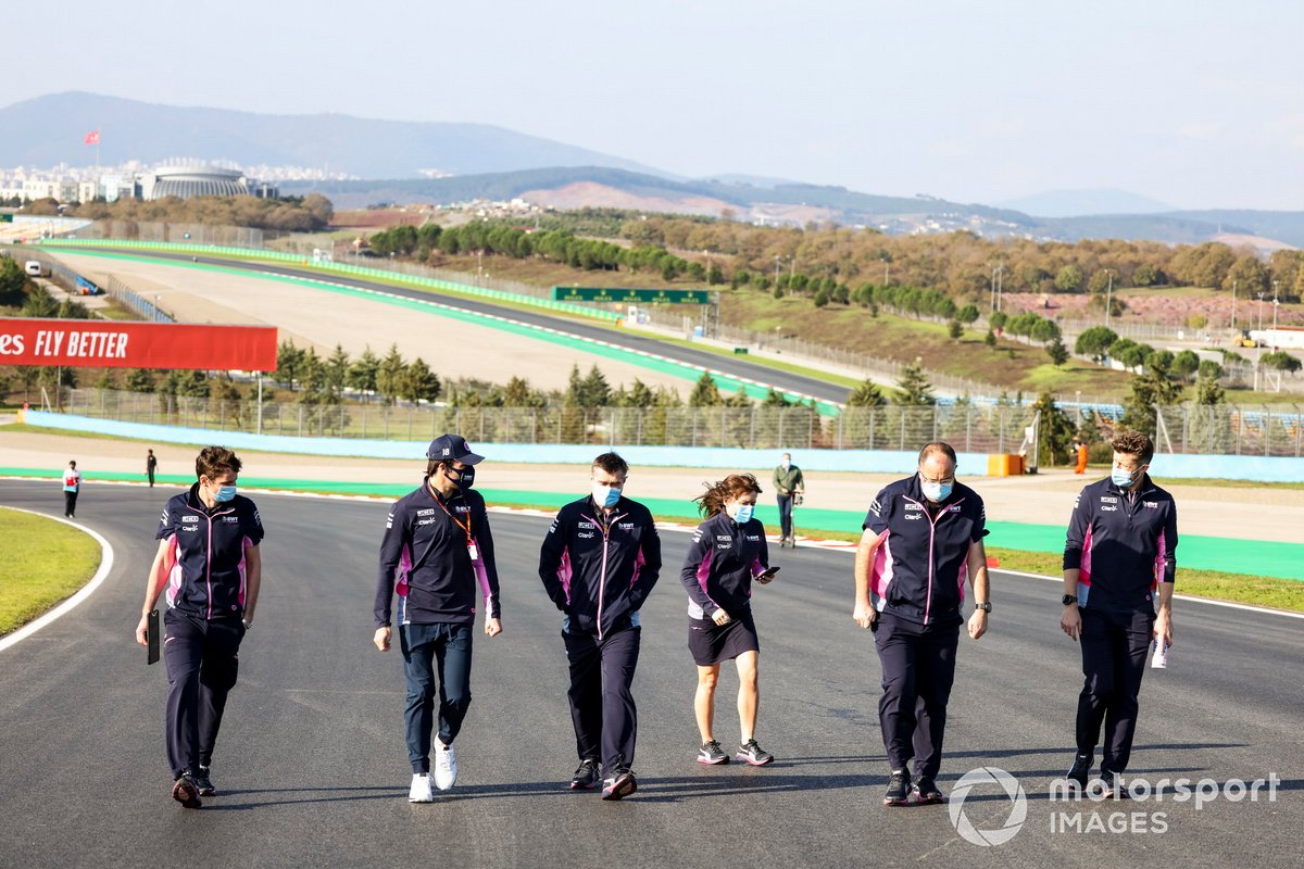 Lance Stroll, Racing Point walks the track