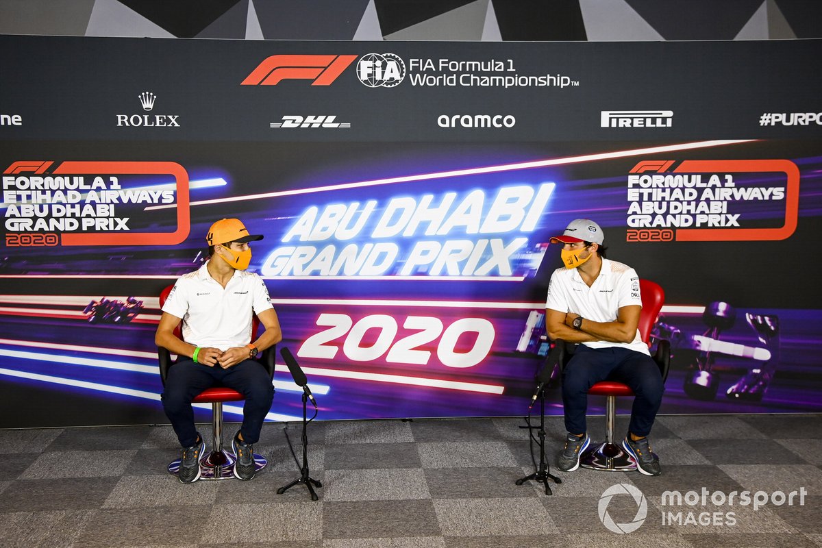 Lando Norris, McLaren y Carlos Sainz Jr., McLaren en rueda de prensa