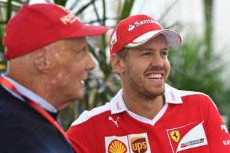 Niki Lauda, Mercedes AMG F1 ve Sebastian Vettel, Ferrari