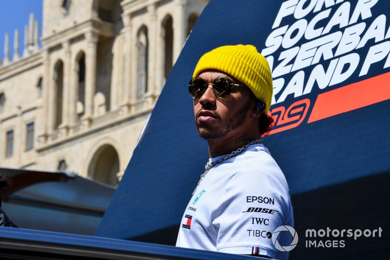 Lewis Hamilton, Mercedes AMG F1, in the drivers parade