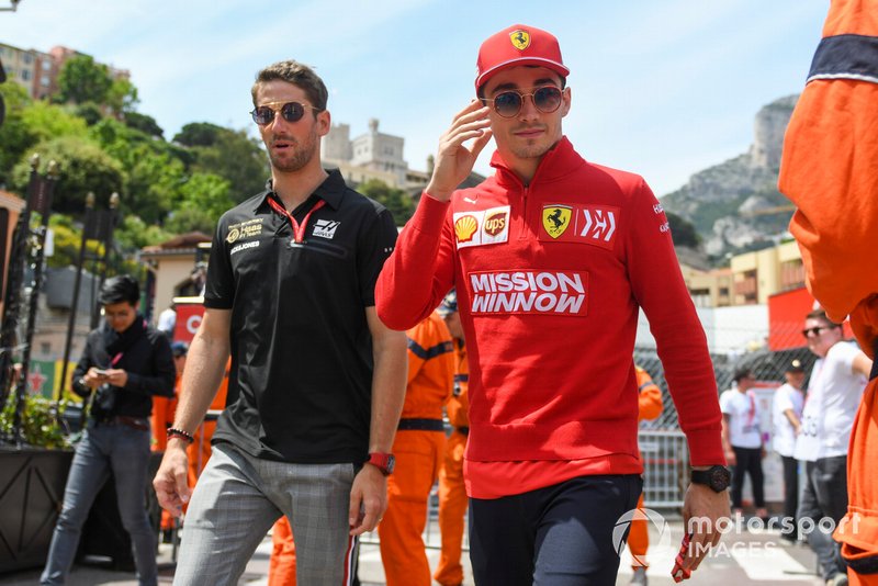 Romain Grosjean, Haas F1, e Charles Leclerc, Ferrari 