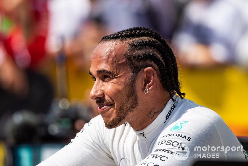 Lewis Hamilton, Mercedes AMG F1, 1st position, in Parc Ferme