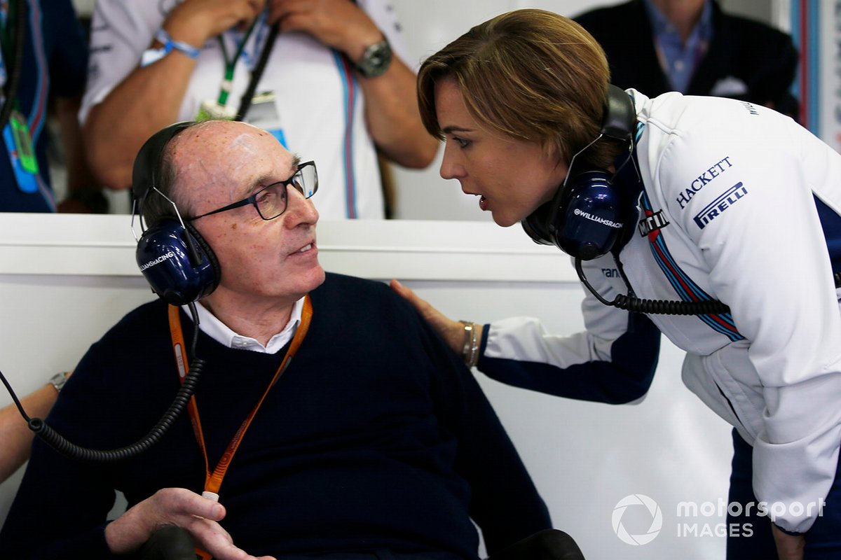 Claire Williams, waarnemend teambaas Williams, met haar vader Sir Frank Williams, teambaas