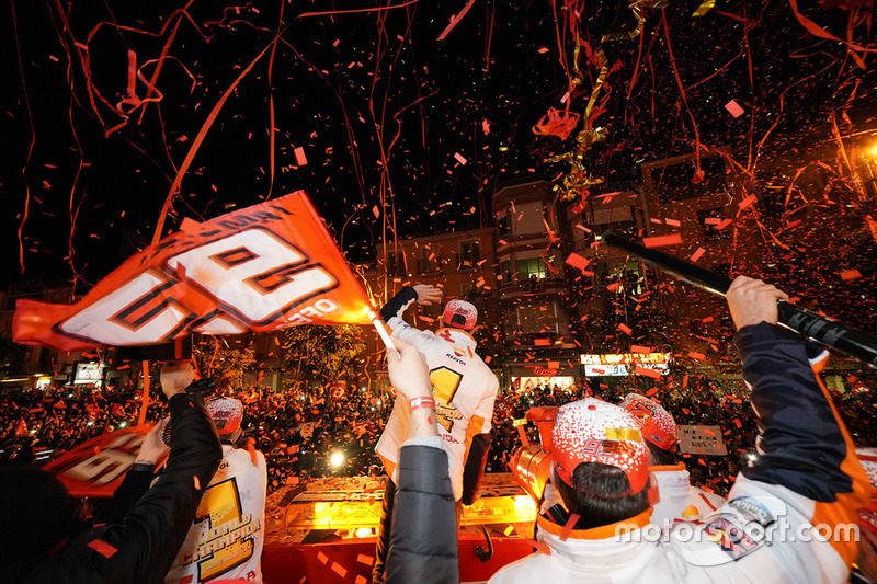 Il Campione 2018 Marc Márquez, Repsol Honda Team festeggia a Cervera