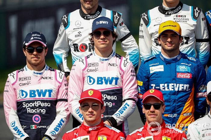 Sergio Perez, Racing Point, Lance Stroll, Racing Point y Carlos Sainz Jr., McLaren