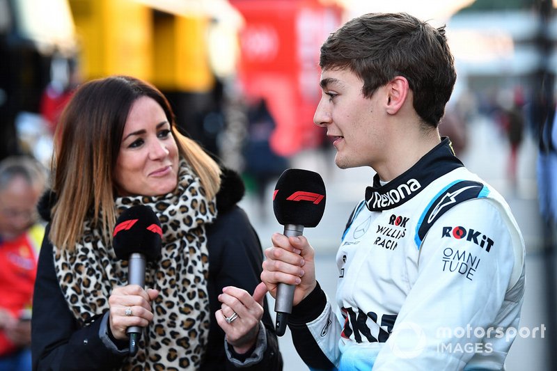 Natalie Pinkham, Sky TV talks with George Russell, Williams Racing