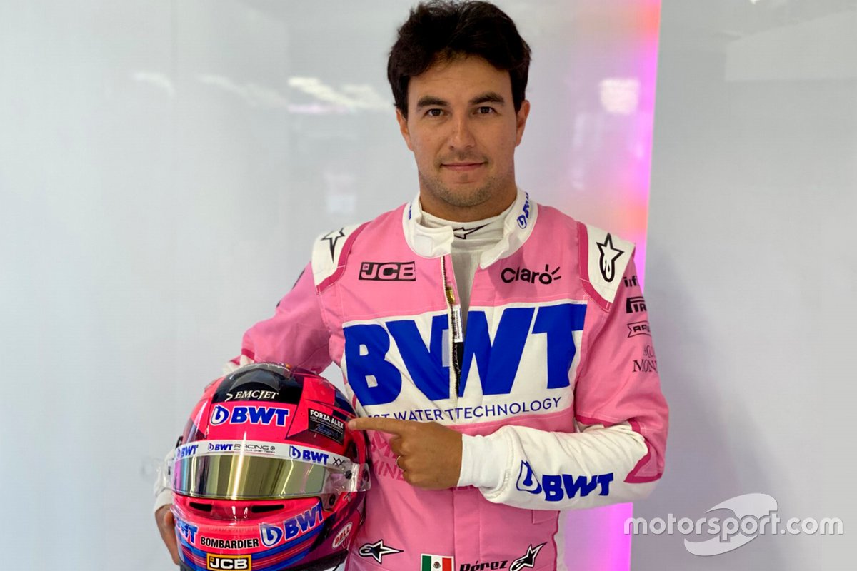 El casco de Sergio Pérez, Racing Point con un homenaje a Alex Zanardi
