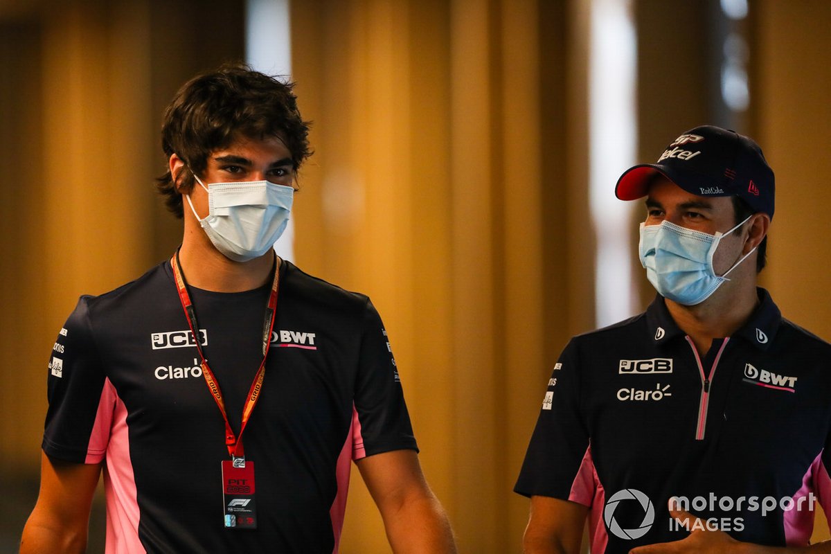 Lance Stroll, Racing Point, and Sergio Perez, Racing Point