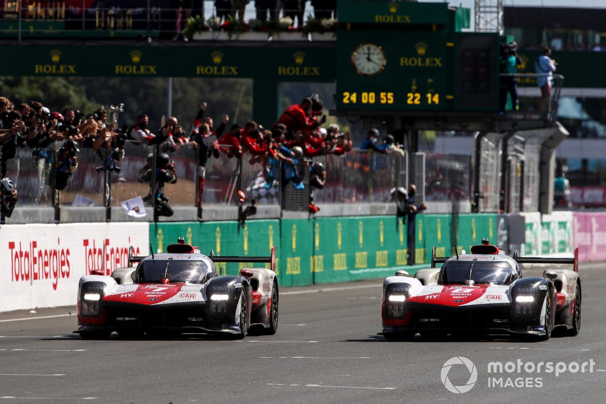 #7 Toyota Gazoo Racing Toyota GR010 - Hybrid Hypercar, Mike Conway, Kamui Kobayashi, Jose Maria Lopez and #8 Toyota Gazoo Racing Toyota GR010 - Hybrid Hypercar, Sebastien Buemi, Kazuki Nakajima, Brendon Hartley