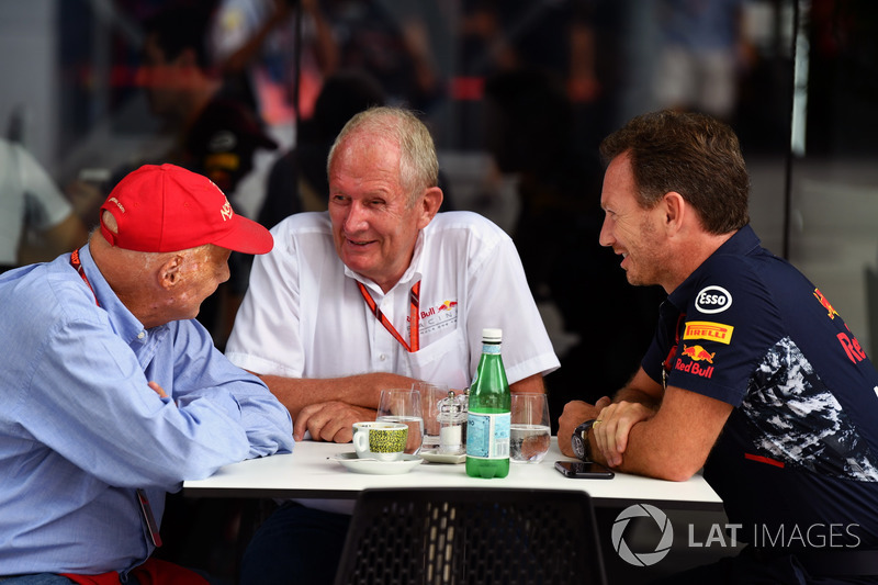 Niki Lauda, Mercedes AMG F1 Non-Executive Chairman, Dr. Helmut Marko, Red Bull Racing Motorsport Con