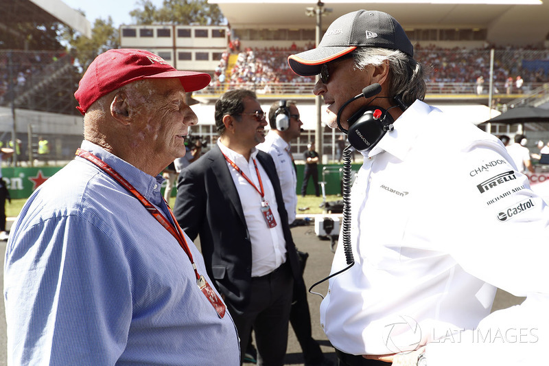 Niki Lauda, Non-Executive Chairman, Mercedes AMG F1, Mansour Ojjeh of McLaren