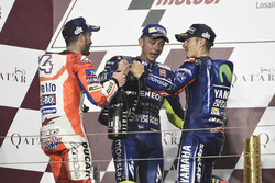 Podium: race winner Maverick Viñales, Yamaha Factory Racing, second place Andrea Dovizioso, Ducati T