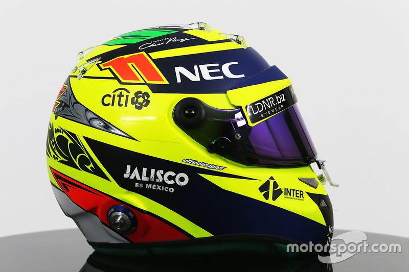 Le casque de Sergio Perez, Sahara Force India F1