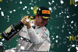 Nico Rosberg, Mercedes AMG F1 celebrates his second position on the podium