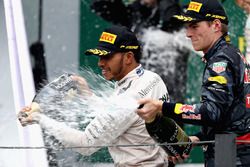 Podium: race winner Lewis Hamilton, Mercedes AMG F1, third place Max Verstappen, Red Bull Racing