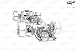 Vue de devant détaillée de la Lotus 56B