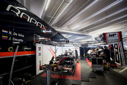 Mechanics prepare the cars of Nyck De Vries, Rapax and Johnny Cecotto Jr., Rapax