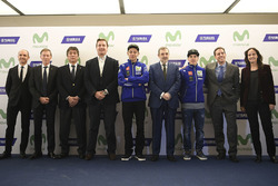Valentino Rossi, Yamaha Factory Racing, Maverick Viñales, Yamaha Factory Racing, Kouichi Tsuji, directeur général de la division développement sport mécanique, Yamaha Motors, Lin Jarvis, directeur général du Yamaha Factory Racing, Massimo Meregalli, Yamaha Factory Racing Team Director