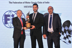 Jean Todt, FIA president, Gaurav Gill, Akbar Ebrahim, FMSCI President